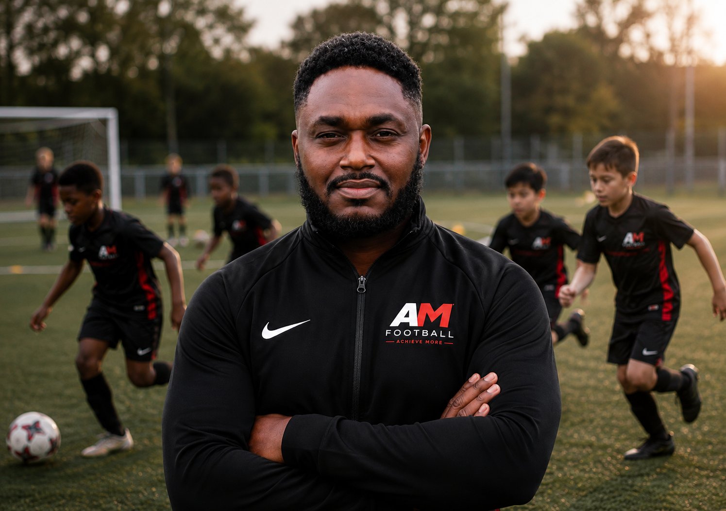 Anthony McNamee coaching young footballers